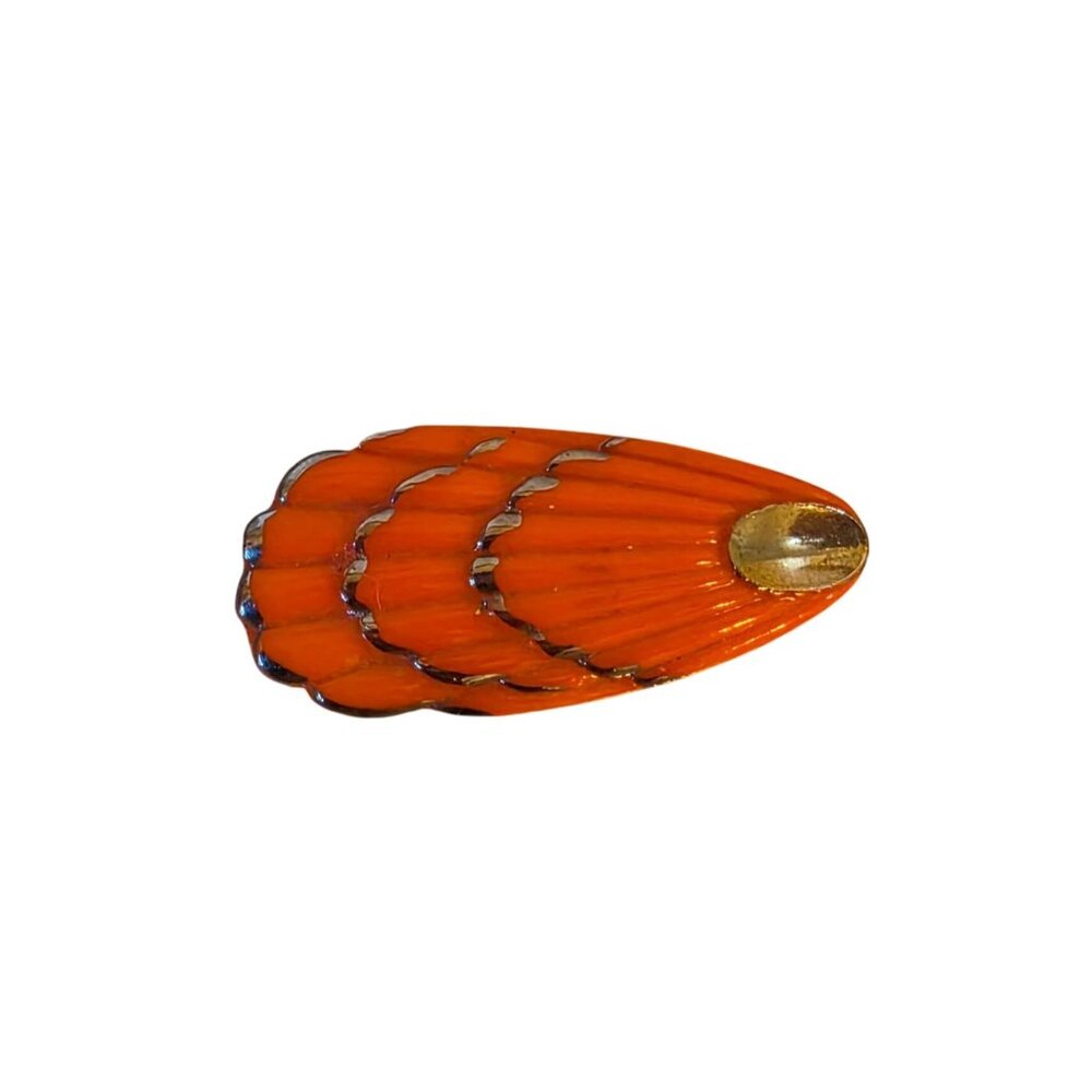 Antique Czechoslovakian Glass Orange Scallop Shell‎ Clip